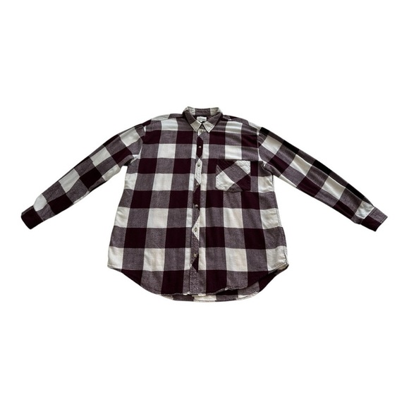 Aritiza | Wilfred Free Button Up Long Sleeves Checkered Flannel Burgundy Size L - Picture 3 of 11